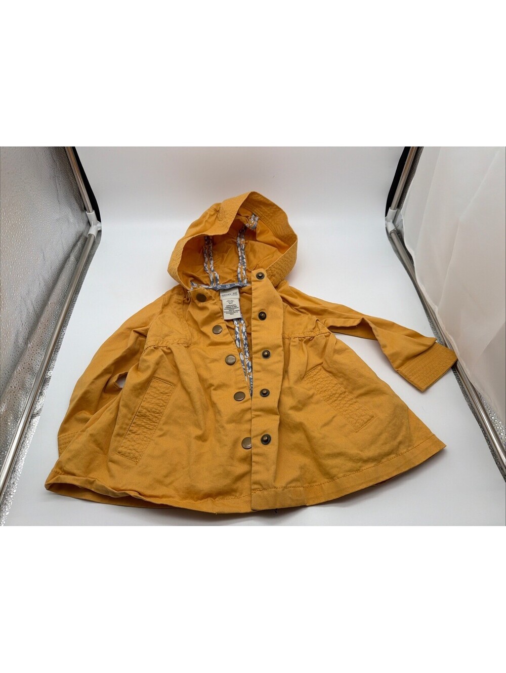 Rachel Zoe Girls 18m Yellow Hooded Jacket Button Front Cotton Long Sleeve